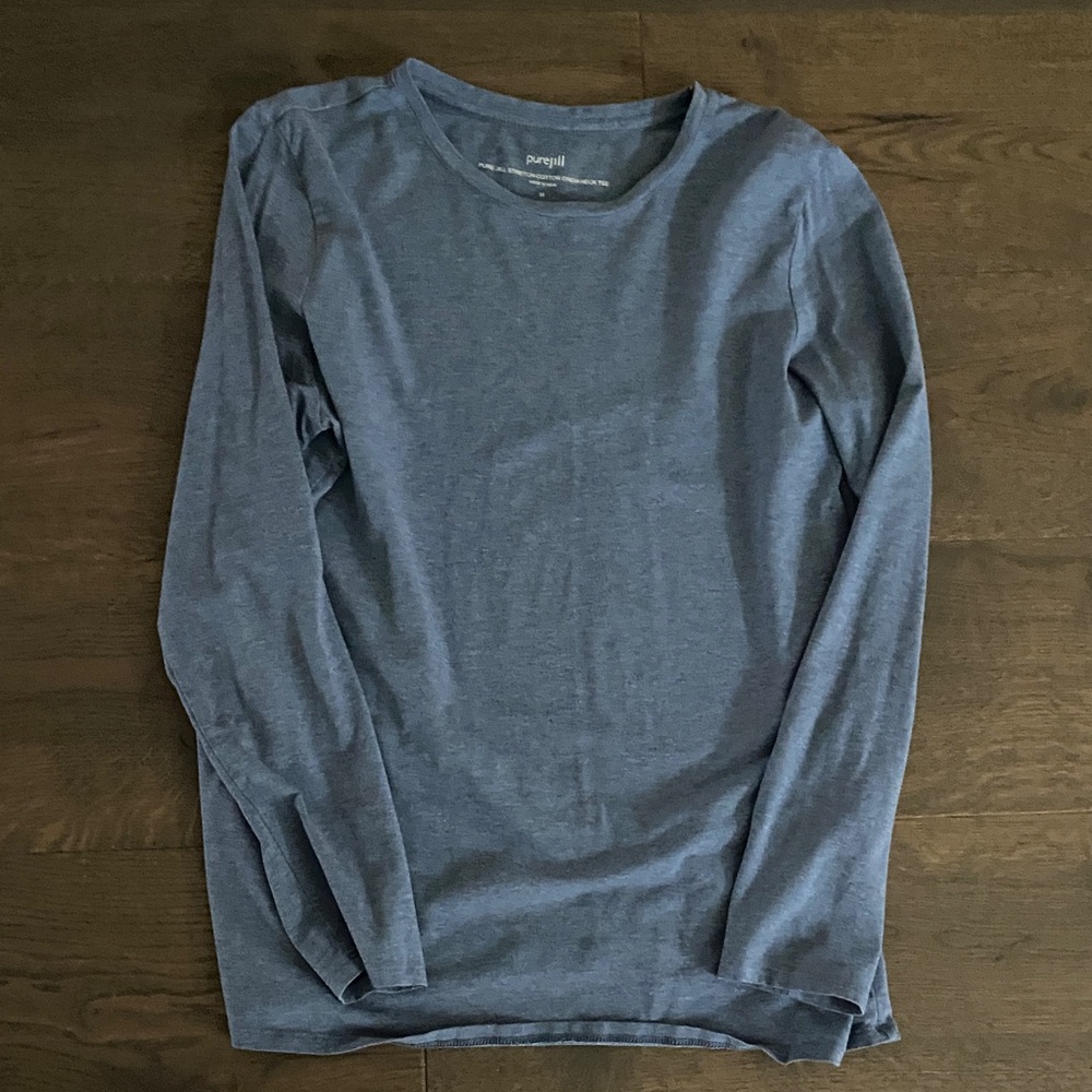 Pure J. Jill Cornflower Blue Long Sleeve Tee Stretch‎ Pima Cotton Shirt Medium